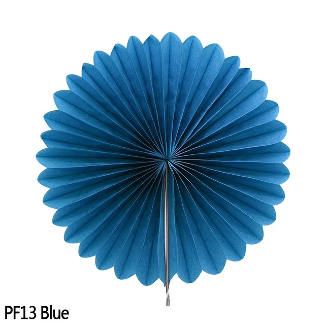 5pcs 10-30cm Color Tissue Paper Cut-Out Paper Fans Pinwheels Hanging Flower Paper Crafts for Wedding Party Birthday Decor Suppli PF13-Blue