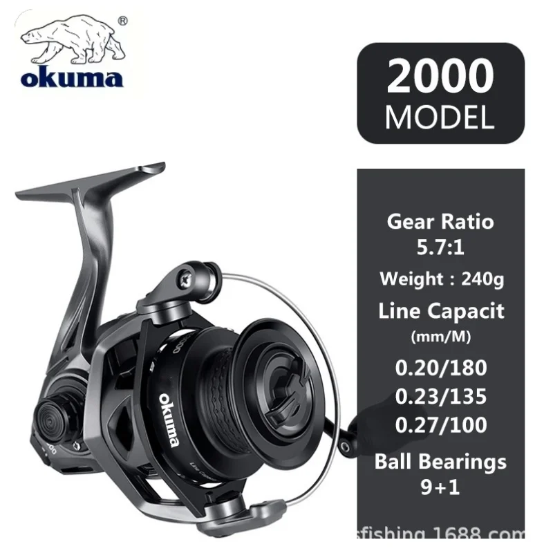 OKUMA Fishing Spinning High speed ratio No gaps BE2000-4000 Fishing Reel 10KG MaxDrag 9+1Bearing Speed Ratio 5.7:1 spinning wheel
