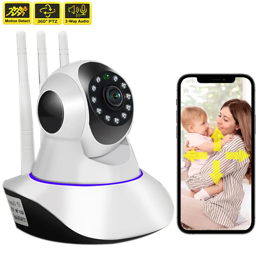 HD 3MP Smart Home WiFi IP Camera Security Protection Indoor Surveillance  Cam 360 PTZ Baby Pet Nanny Video Monitor 1080P Kamera