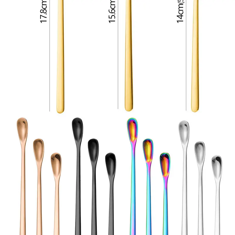 3PCS Edelstahl Rühren Löffel Saft Eis Scoop Kaffee Tee Löffel Bar Geschirr Küche Werkzeug Gewürz Mischen Dessert – Detail 7