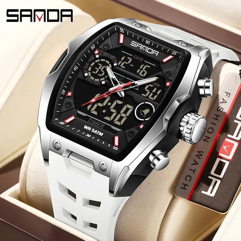 SANDA Men's Sports LED Analog Digital Chronograph Watch