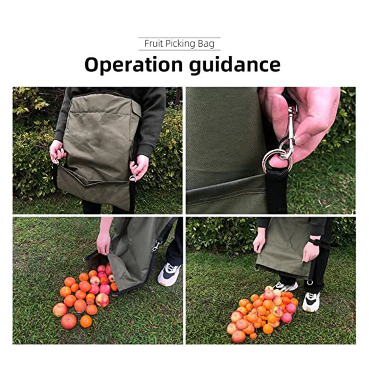 BAAU Fruit Picking Bag Garden Apron Adjustable Harvest Gardening Aprons Outdoor Farm Orchard Storage Pouch Foraging Pockets