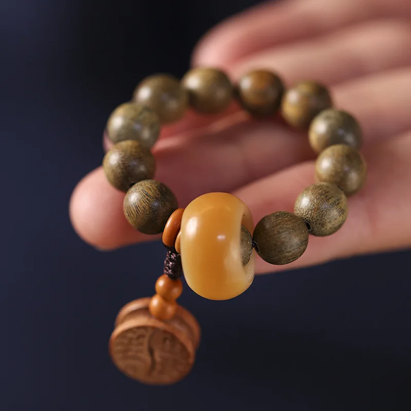 Natural Green Sandalwood Buddha Beads Bodhi Seed Hand Toy Handheld Hand Toy Hand Pieces Fingertip Crafts