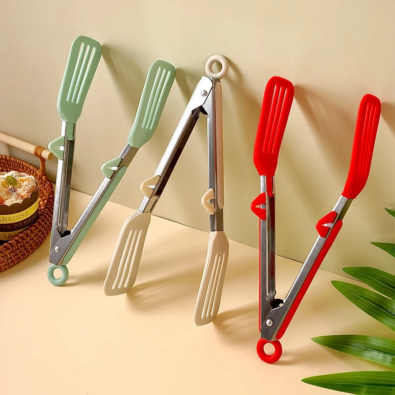 

9/12 Inches Silicone Food Tongs Stainless Steel Heat-resistant Barbecue Salad Clip Clamp Kitchen Cooking Grill Tools Gadgets
