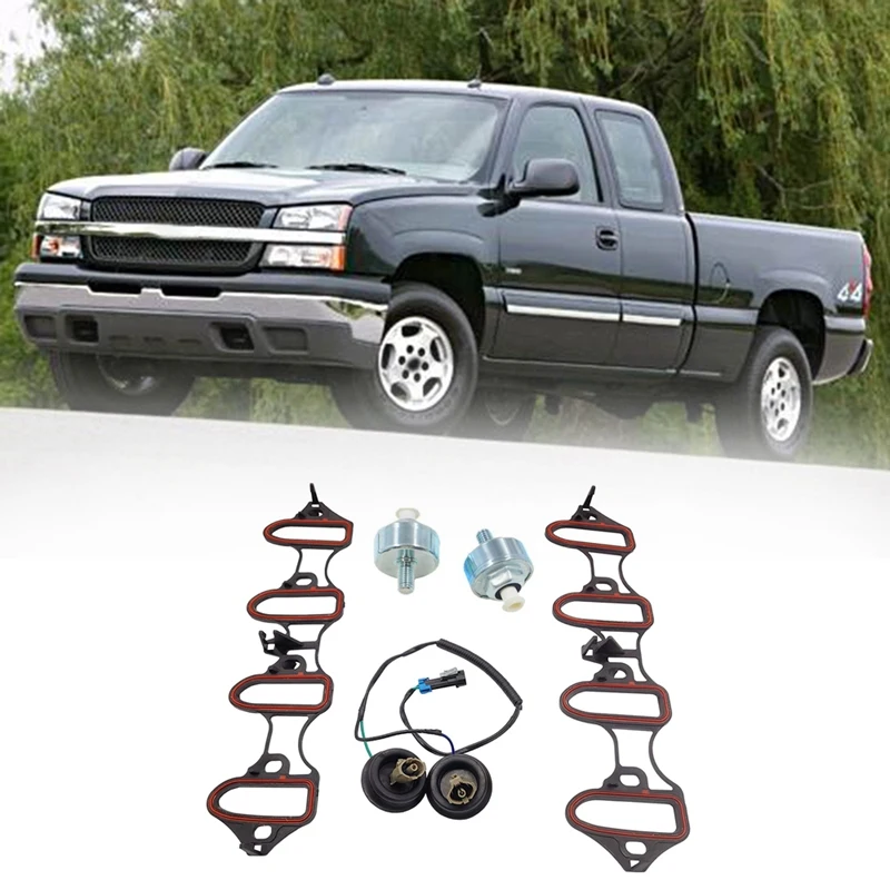 Knock Sensor Harness+Sensor + Intake Manifold Gasket for Chevy