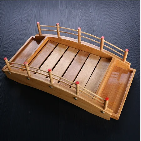 Creative wooden wood Cuisine Sushi Bridge Boats Pine Sashimi plate Platter Tableware Decoration WJ804