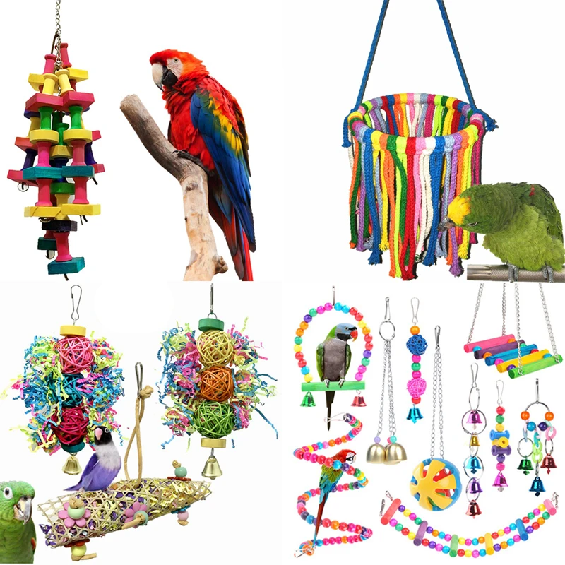 Parrot toy Bird toys set 15 styles for parrot cage