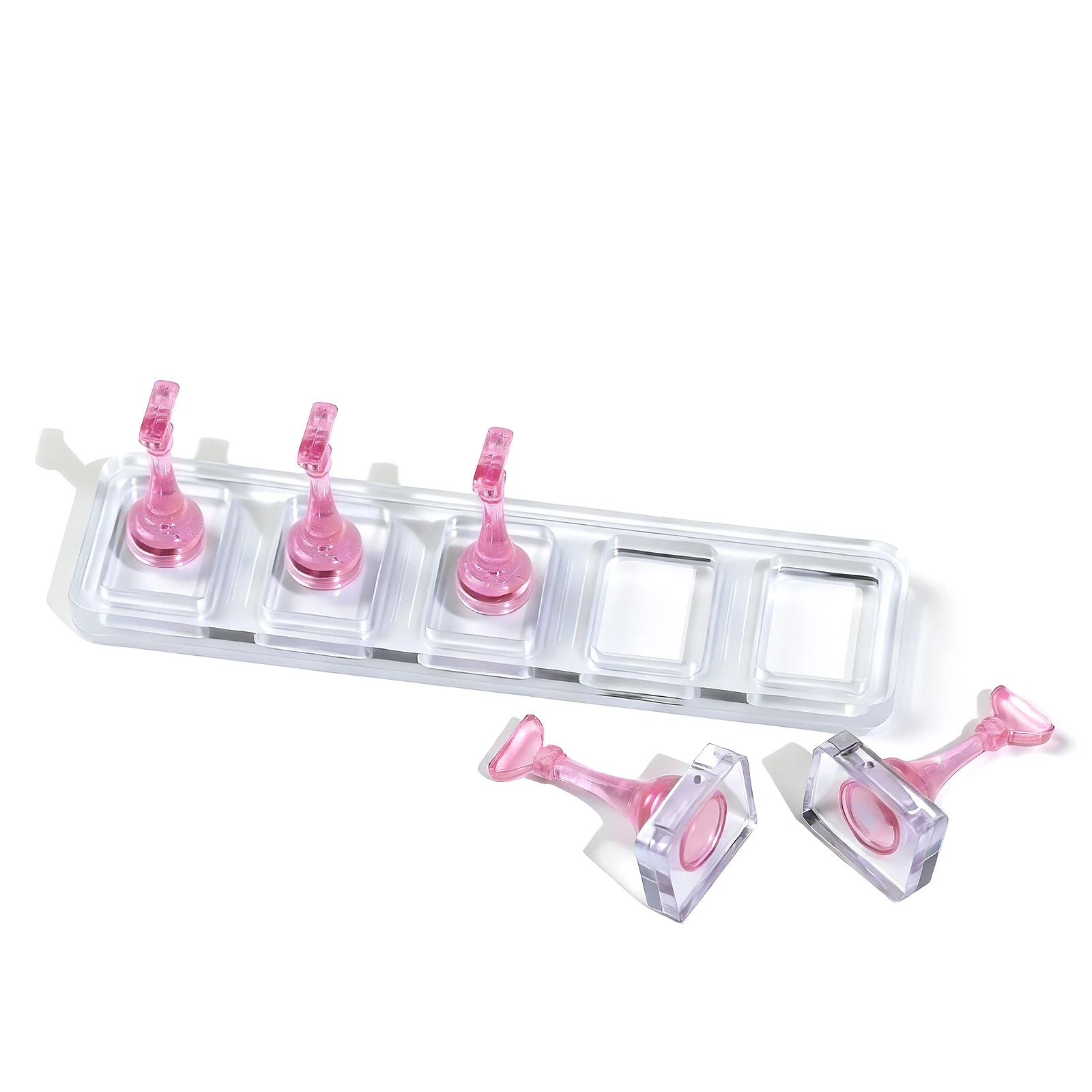 INS-Style Magnetfreier Nagelständer, 5/10 Fächer Acryl-Nagel-Displayhalter, Wiederverwendbarer Maniküre-Übungsständer für Aufklebenägel – Detail 11
