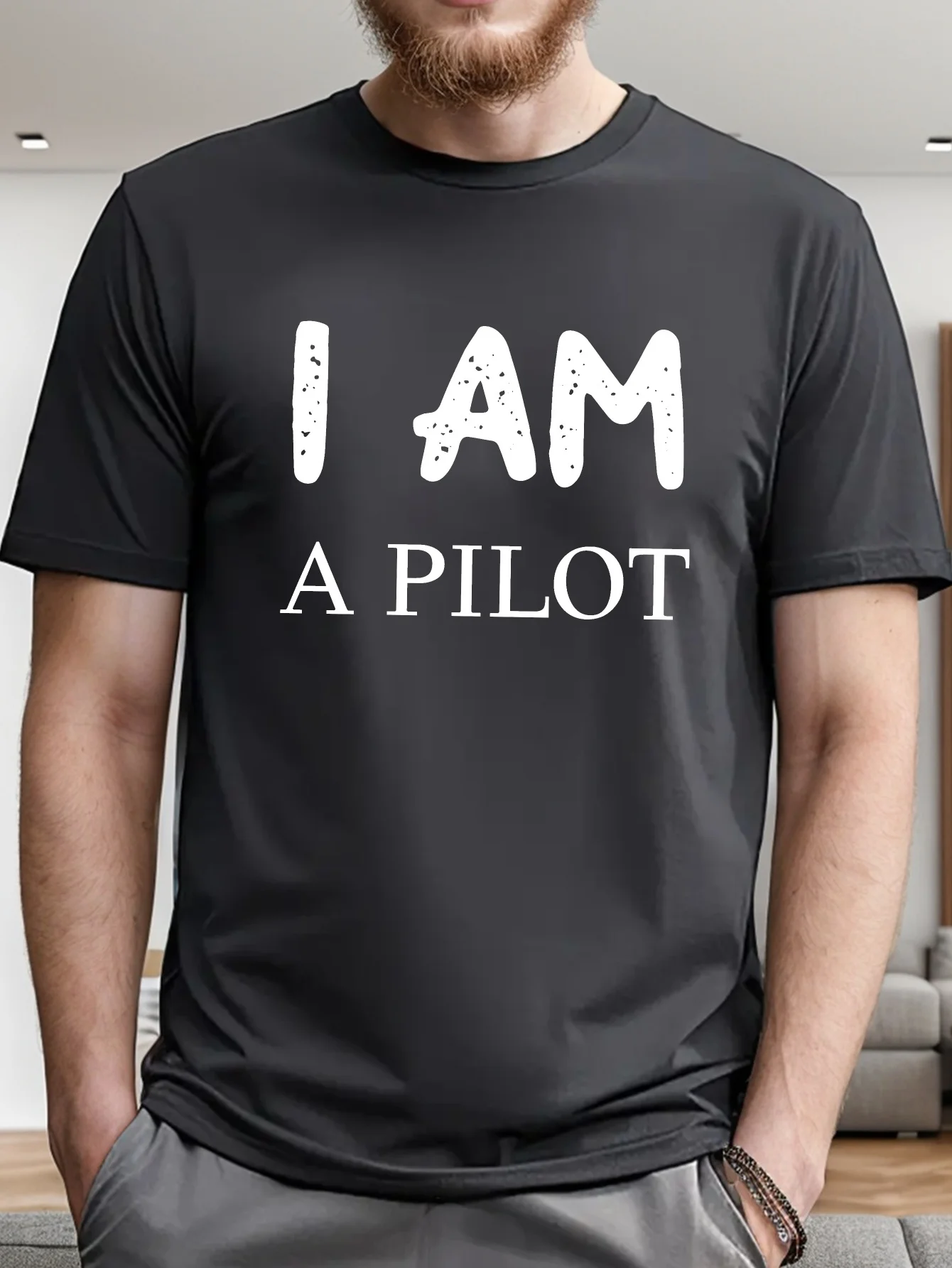 

Мужская футболка с коротким рукавом I AM A PILOT, летний топ