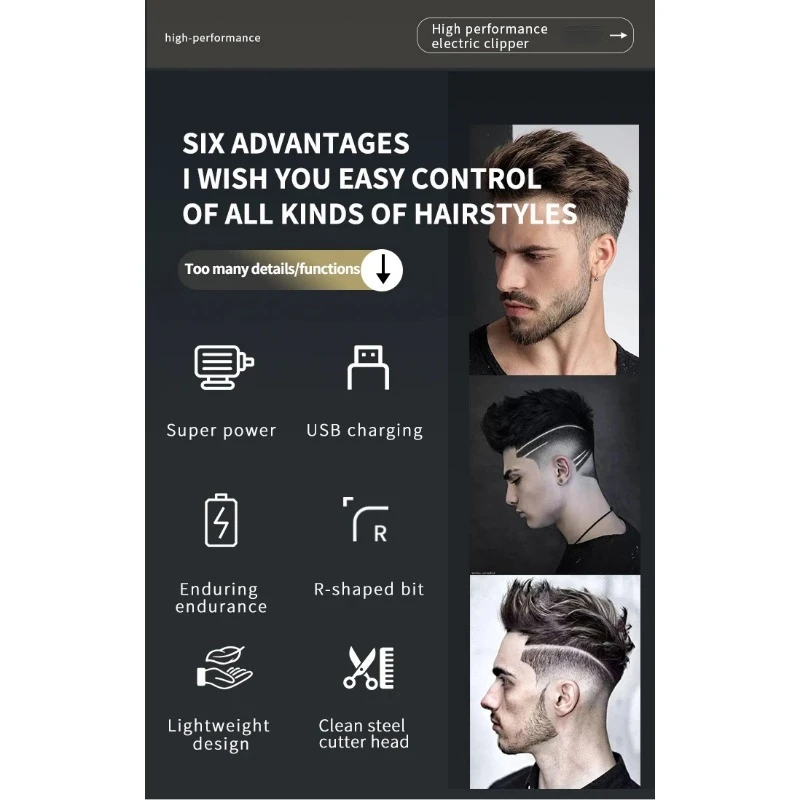 Kemei Professional Hair Clipper For Men Km-1635 Rechargeable Cordless Electric Razor Hair Beard Trimmer barber 5