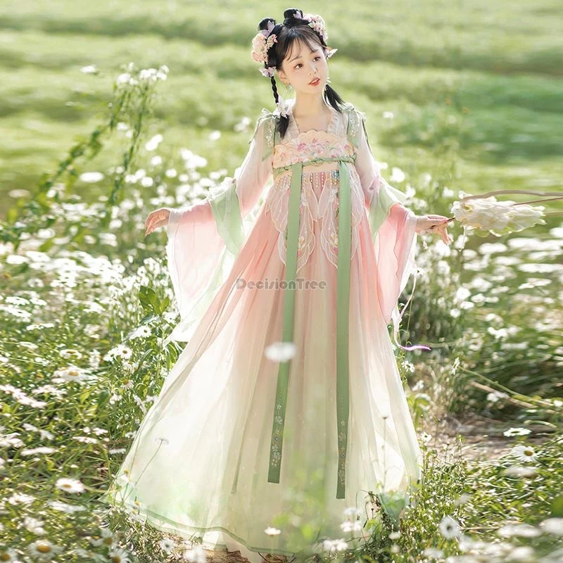 

2024 chinese traditional female chest-length han elements ruqun hanfu summer fairy long sleeve loose style women hanfu set w501