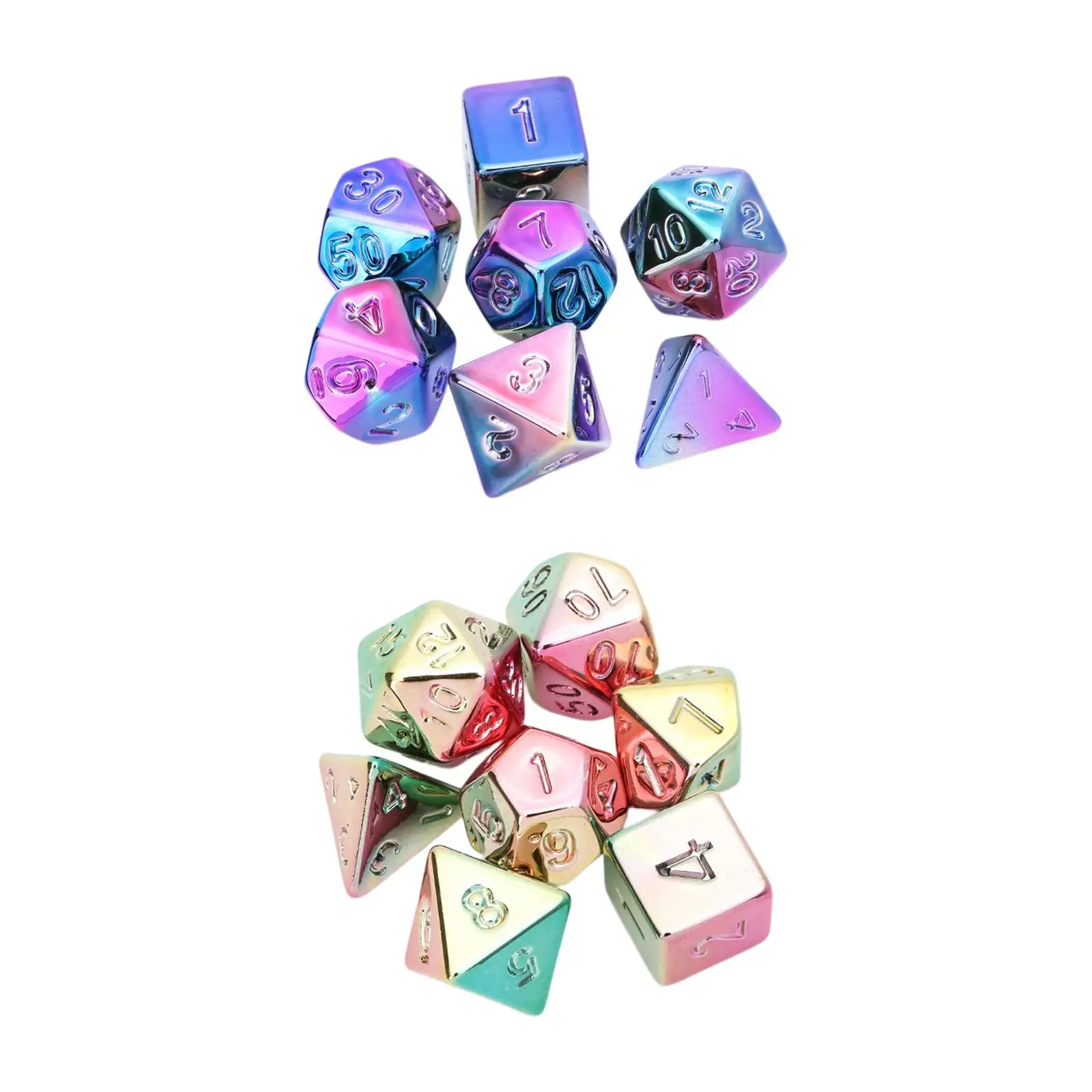 

7x Polyhedral Dices Set D6 D4 D8 D10 D12 D20 Multi Sided Dices Game Dice Set Lightwheigt for Holiday Role Play Drinking Prop