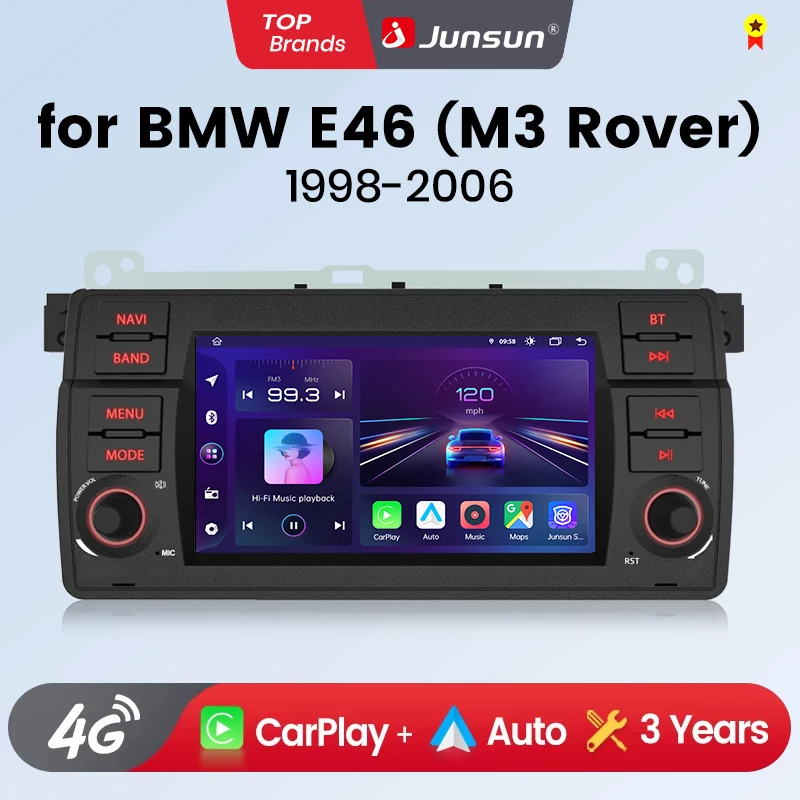 Junsun Wireless CarPlay Android Auto Car Radio for BMW E46 M3 318/320/325/330/335 GPS Intelligent Systems Multimedia Autoradio
