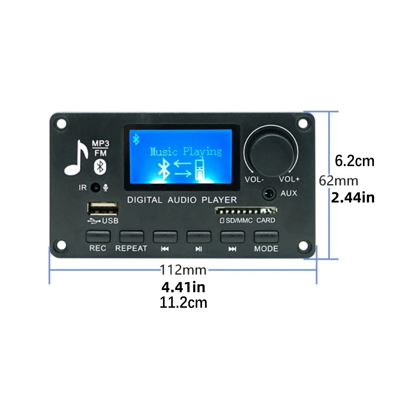 Bluetooth 5.0 MP3 Audio Decoder Board 2*40W Amplifier Module MP3/WMA/WAV/FLAC/APE FM Radio with Digital Color Screen Amplifier