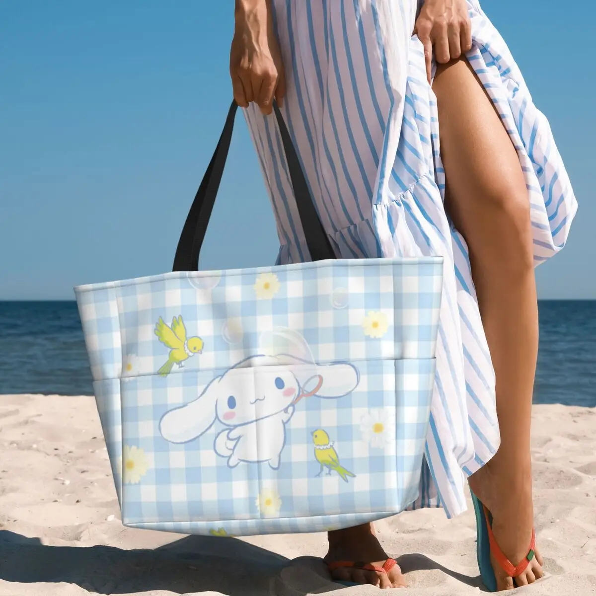 Waterproof Sanrio Cinnamoroll Beach Tote Pool Bags for Women Ladies Extra Large Gym Tote Carry On Bag for Vocation Travel 2