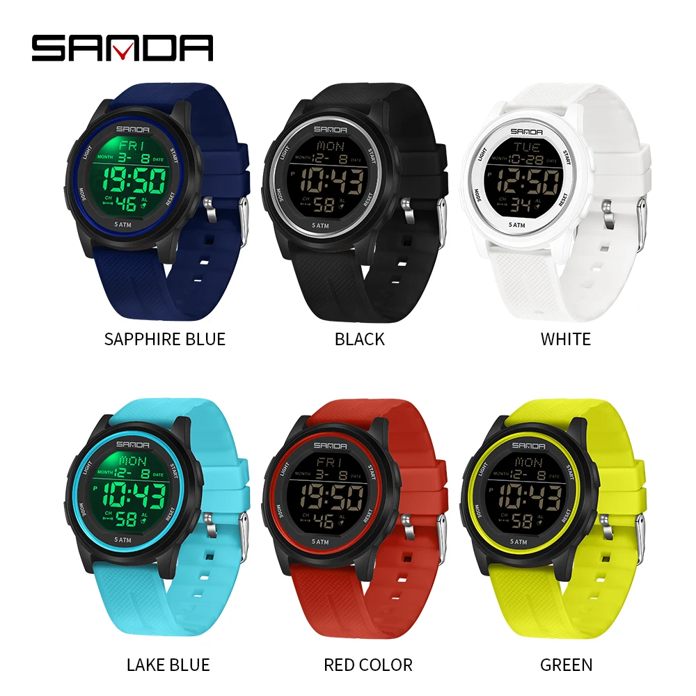 SANDA Trendy Water-Resistant Digital Sports Watch