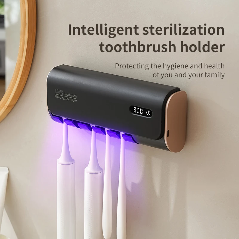 AiQUE Drying Toothbrush UV Sterilizer Rechargeable Holder Travel Portable Toothpaste Touch Switch Case Wall-Mounted Disinfect