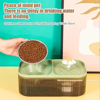 Automatic Cat Feeder Water Dispenser Large Capacity Small Flower Water Dispenser Integrated Mobile Water Drinking Pet Products 3
