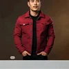 Men's Casual Long Sleeve Collared Button up Jacket Windproof Daily Wear Street Style Solid Color Fashionable Autumn Winter Coat