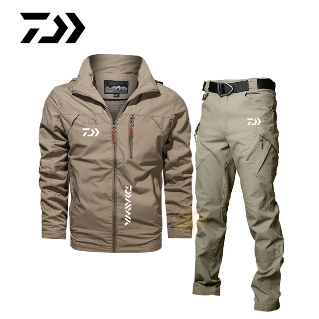 Ropa de pesca para hombre, trajes de pesca a prueba de viento para  exteriores, conjunto de dos piezas, chaquetas de pesca de gran tamaño,  otoño - AliExpress