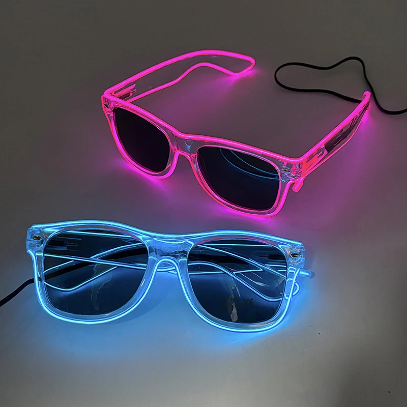 LED-Sonnenbrille, Maskerade, Konzertclub, Rave-Zubehör, leuchtende Sonnenschutzbrille, Cyberpunk-Männerbrille, Damen-LED-Rosa-Brille