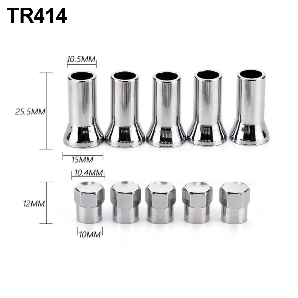 자동차 액세서리 크롬 타이어 밸브 스템, 왼쪽 오른쪽 앞 뒤 바퀴 타이어 밸브, TR413, TR414, 10 개