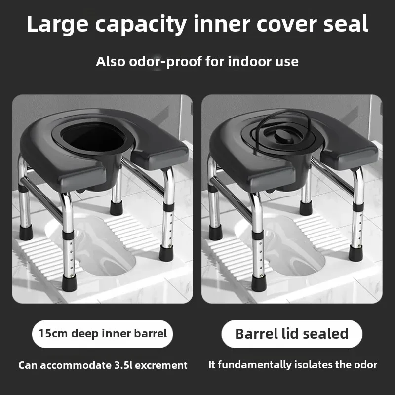 Elderly Squat Toilet Seat Stool Potty Chair for Bathroom Multi Uses Stable Bottom Trong Bearing Capacity Commodes Chairs Folding 6