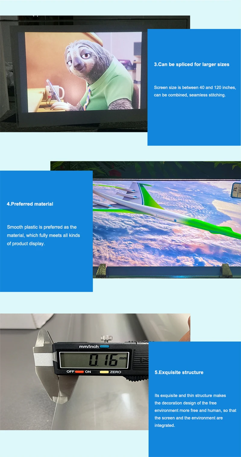 écran de projection arrière film holographique pour document pour la publicité en verre