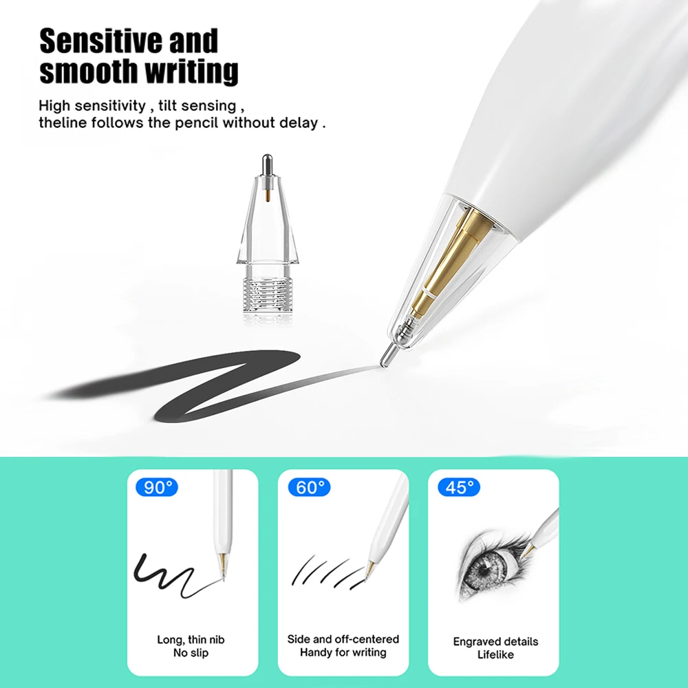 Pencil Tips For Apple Pencil 1st / 2nd Generation Double Layer Transparent Thin Tip for iPad Stylus Pen Spare Nib