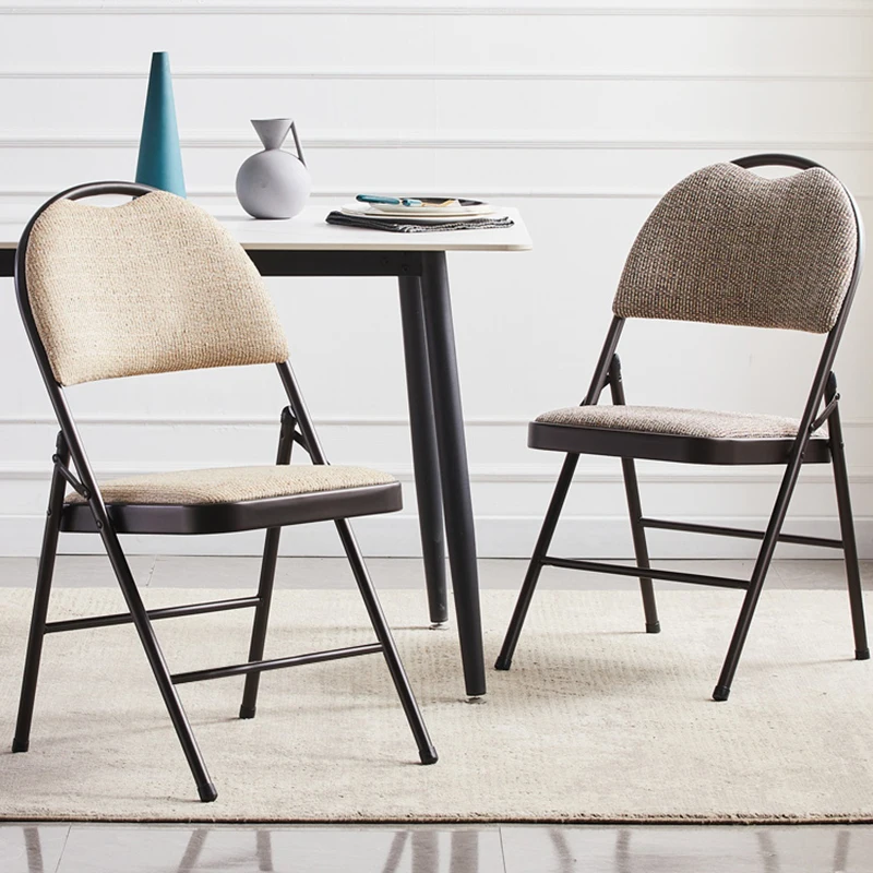 Trendy Upholstered Dining Chairs Vintage Beige Luxury Nordic Dining Chairs Modern Foldable Muebles De Cocina Home Furniture