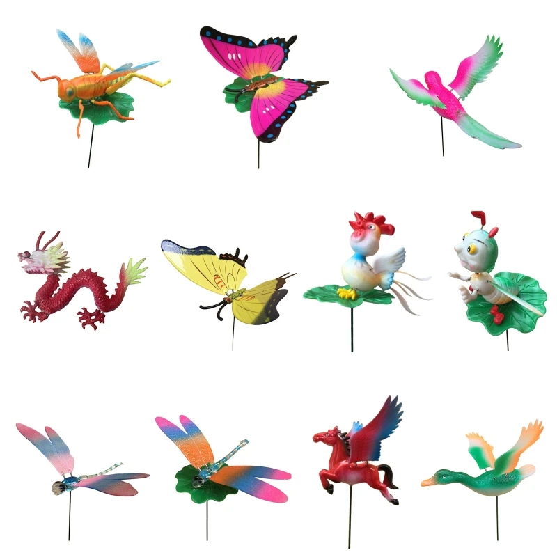 

3D маленькие животные, украшение для сада, имитация стрекозы, джиса, бабочки, птицы, стоянки 2022 Новинка