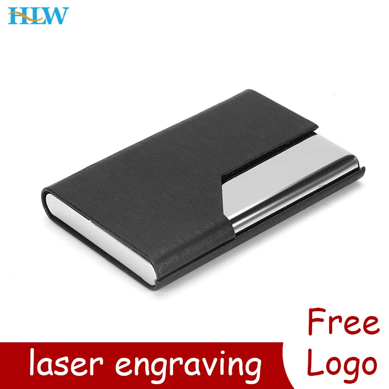 Laser Engraved LOGO Luxury Business Card Case Men's Creative Aluminum PU Case Cover Credit Card Business Card Holder Wallet