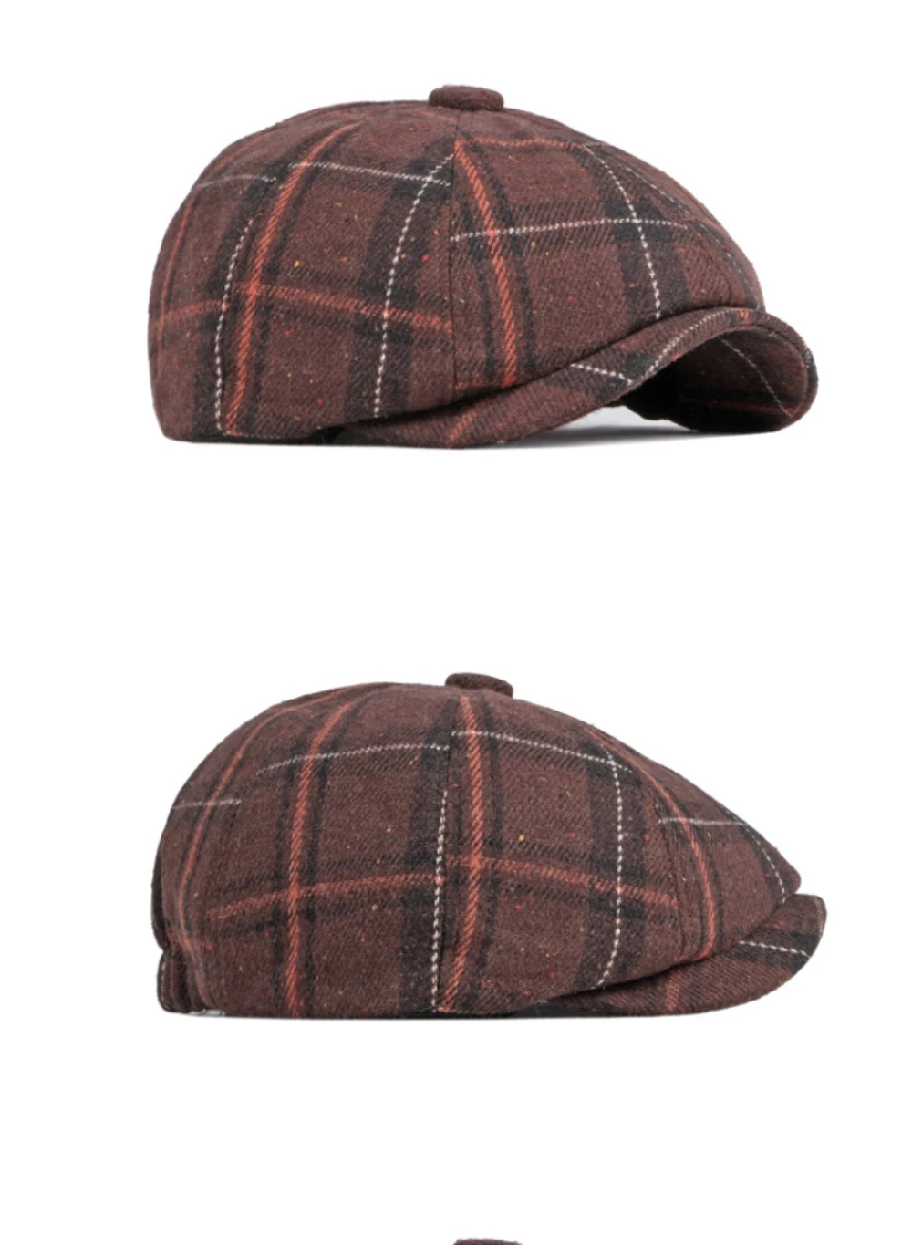 HT3748 Baskenmütze Neue Frühling-Herbst-Winter-Mütze für Männer und Frauen Maler-Wollmütze Unisex Karierte Achteckige Flache Kappe Herren-Baskenmützen – Detail 7