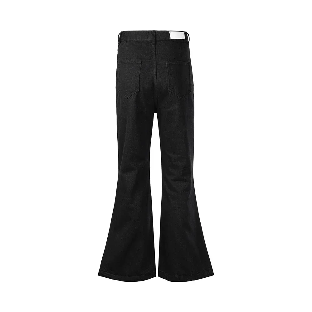 

Черные винтажные джинсы Y2K RO с широкими штанинами, расклешенные брюки, Мужская однотонная уличная одежда в стиле Харадзюку, Мешковатые повседневные джинсовые брюки, большие размеры