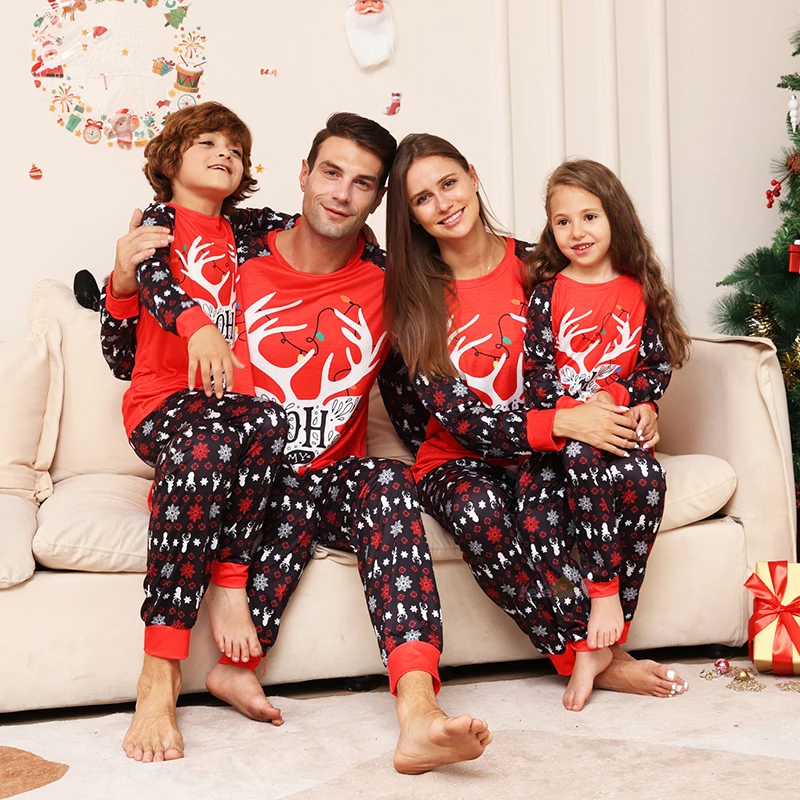 

Рождественский семейный пижамный комплект, 2024, Рождественская Пижама с оленем для взрослых и детей, Детский комбинезон, семейный образ, одежда для матери, отца, сына, собаки