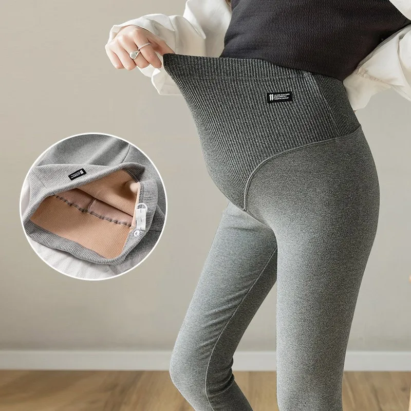 Pantalons chauds pour femmes enceintes, Leggings épais en polaire,  vêtements de grossesse en peluche, soutien de l'abdomen, coréen, nouvelle  collection hiver - AliExpress