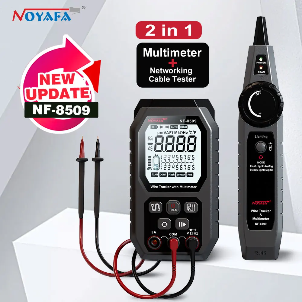 NOYAFA NF-8509 투인원 멀티미터 테스터, 네트워크 라인 케이블 파인더, POE 테스트 NCV AC DC LCD 와이어 트랙용 Best Top5 NOYAFA NF-8509 투인원 멀티미터 테스터, 네트워크 라인 케이블 파인더, POE 테스트 NCV AC DC LCD 와이어 트랙용 Best Top5