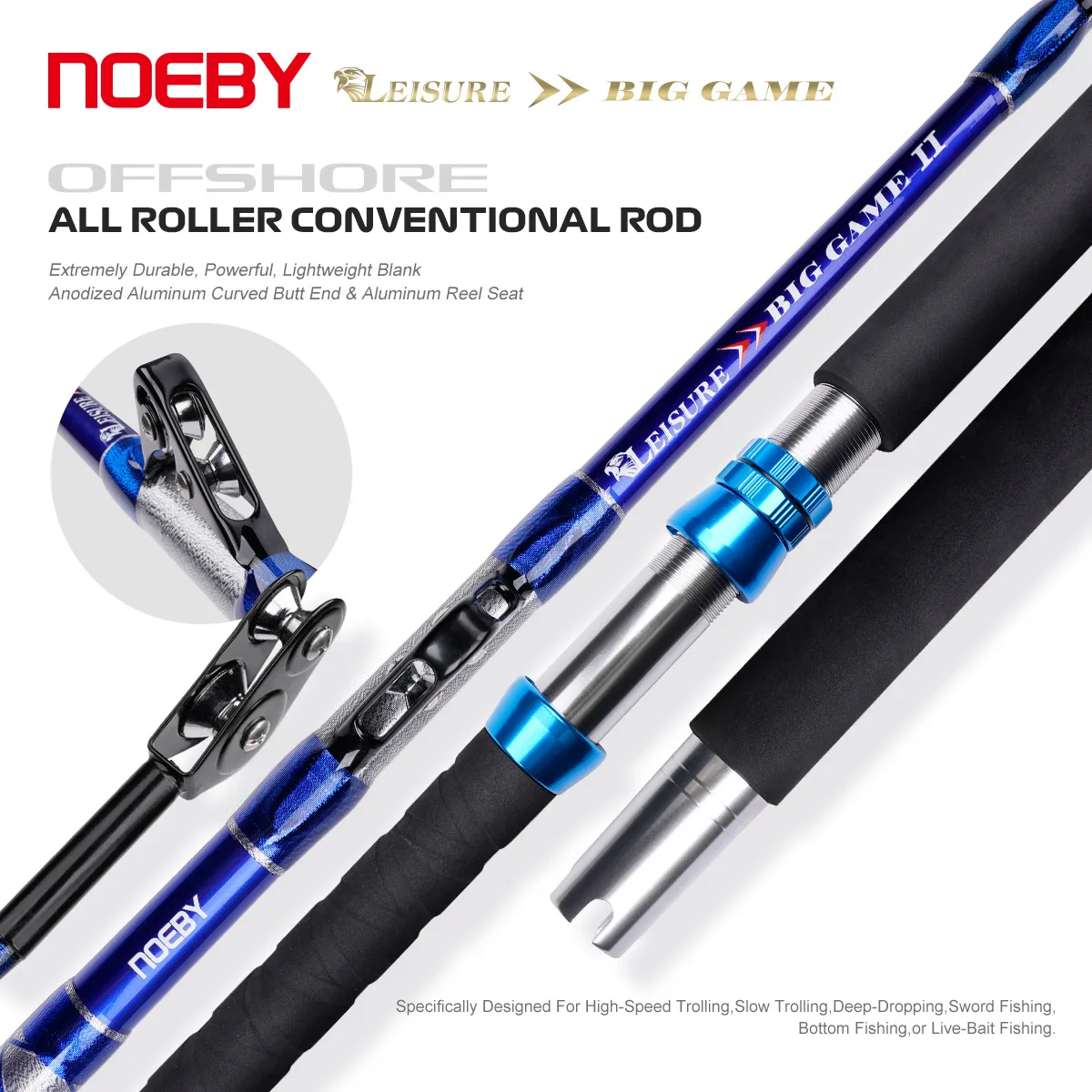 【希少】NOEBY 1500R Noeby All Roller Conventional Fishing Rod, Trolling Rods, 50