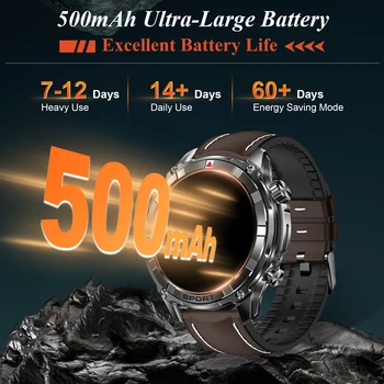 1.52" HD Touchscreen Smart Watch for Men, IP68 Waterproof,Calls/LED Flashlight/500mAh Battery/100+ Sport Modes,Fitness Tracker 2