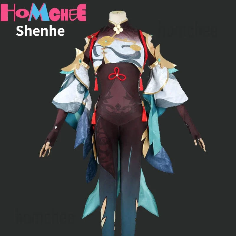 

Костюм для косплея HomChee COS Game Genshin Impact Shenhe, костюм для косплея Shenhe, парик Shen He Genshin, боевые костюмы для женщин