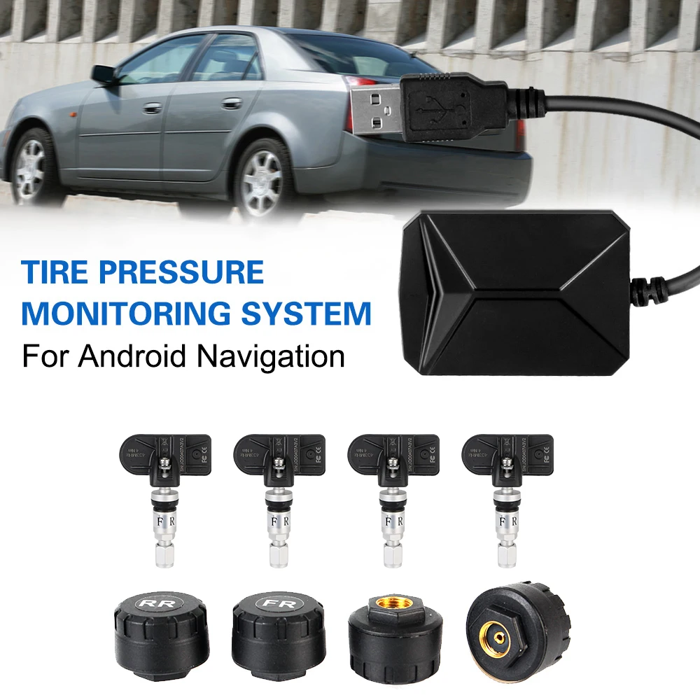 Car Tpms With 4 Sensors Tire Pressure Monitoring System Usb Android