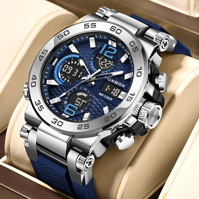 LIGE Men Military Watches Fashion Big Dial Sport Watch LED Digital Waterproof Watch Men Casual Dual Display Clock Montre Homme