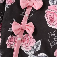 Baby Girl Floral Printed Button Up Long Sleeve Bodysuit With Bowknot, Cute Casual Jumpsuit 6