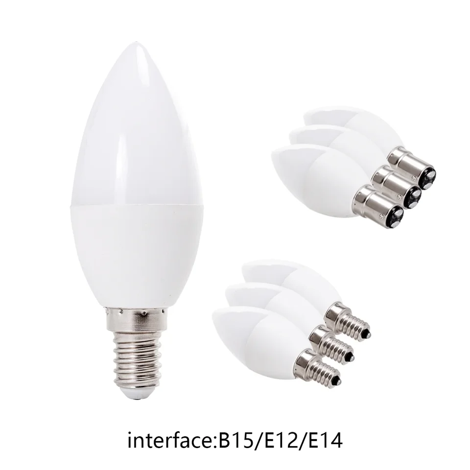 Dimmable LED Candle Bulb E12 E14 B15 5W
