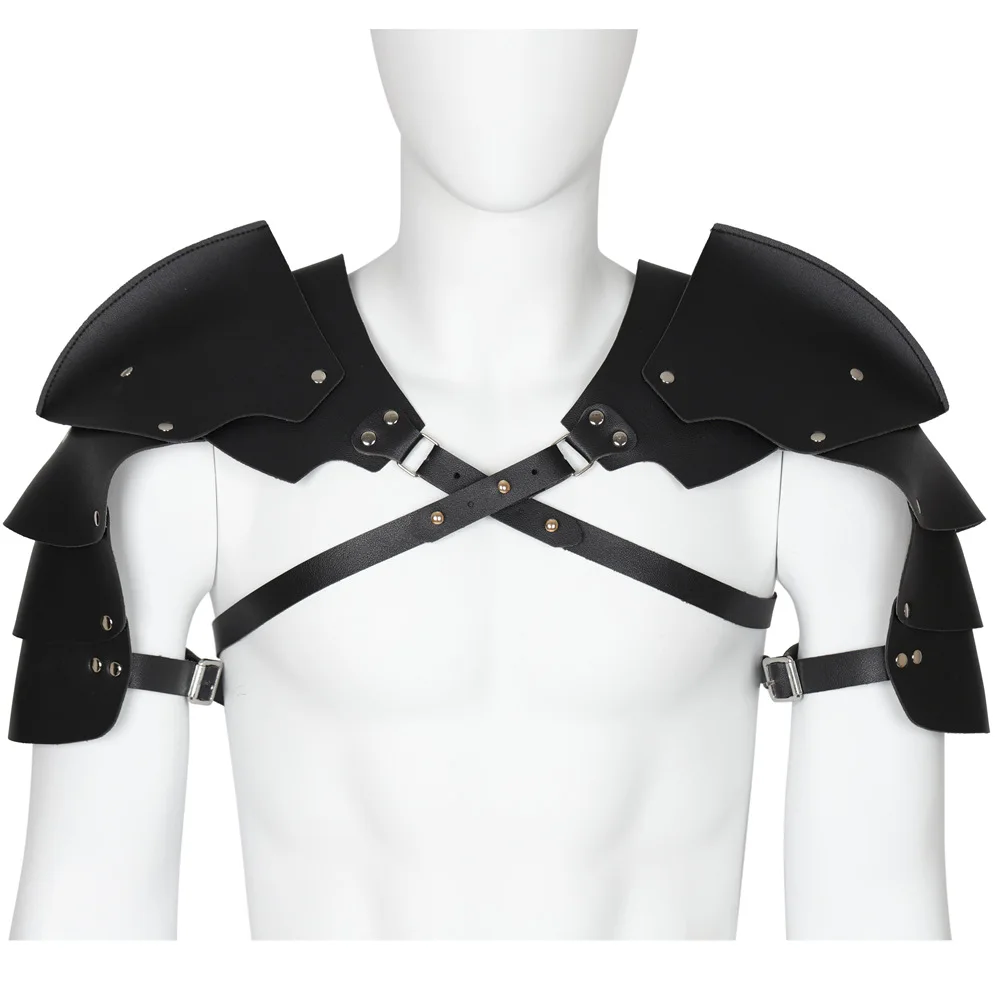 Medieval Viking Battle Knight Shoulder Armor Steampunk Leather Harness Gladiator Samurai Shrug Shoulder Cover Cloak Belt Costume