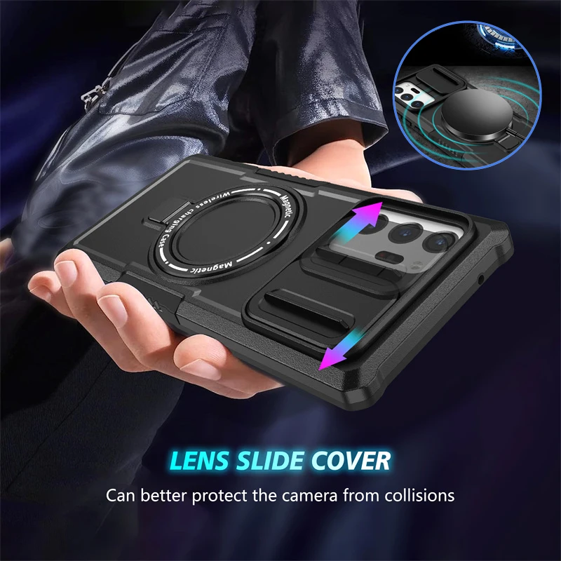 Luxury Magnetic Wireless Charging Case with Ring Holder