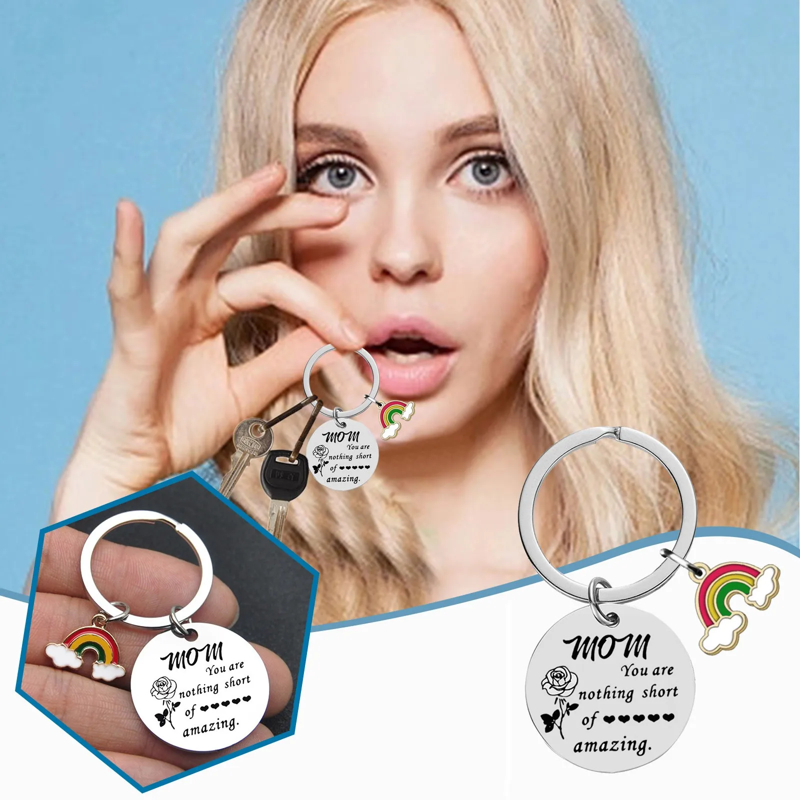 Portachiavi Per La Festa Della Mamma Regali Di Compleanno Per La Mamma Da Figlia Portachiavi Come Mia Mamma E Best Friend Love Always Rose Rainbow All