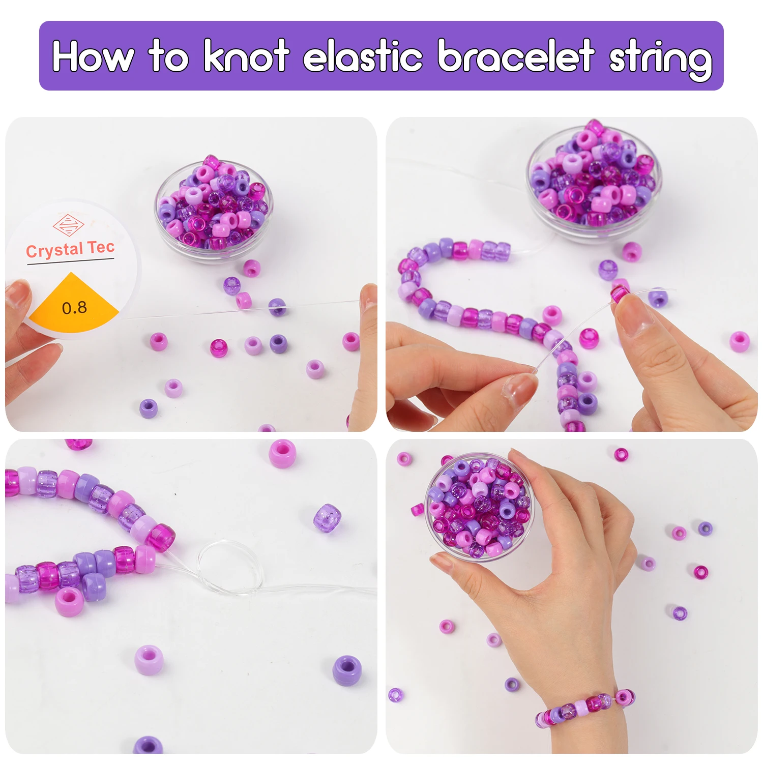 Purple Color Pony Beads Acrylic Flat Round Spacer Beads Jewelry Fashion Make Bracelets Necklace Accessory Christmas Gift 1200pcs