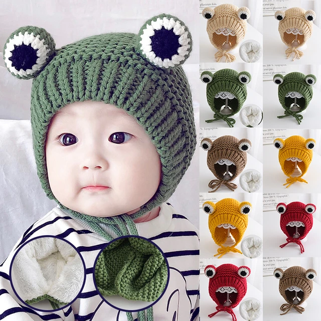 Gorro de rana animados para niños, gorros de punto de ganchillo, cálido, Hip-Hop, regalo para bebés, utilería de fotografía _ - AliExpress