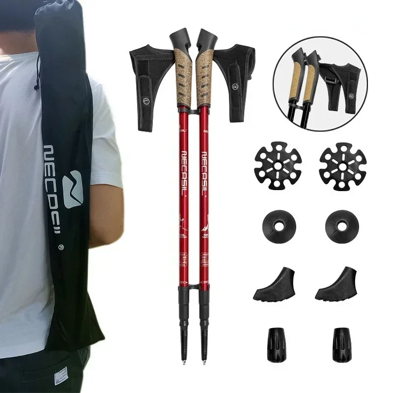 Internal Lock G30 Anti Shock Trekking Poles Nordic Walking Cane Aluminum Telescopic Camping Hiking Poles Crutches 4